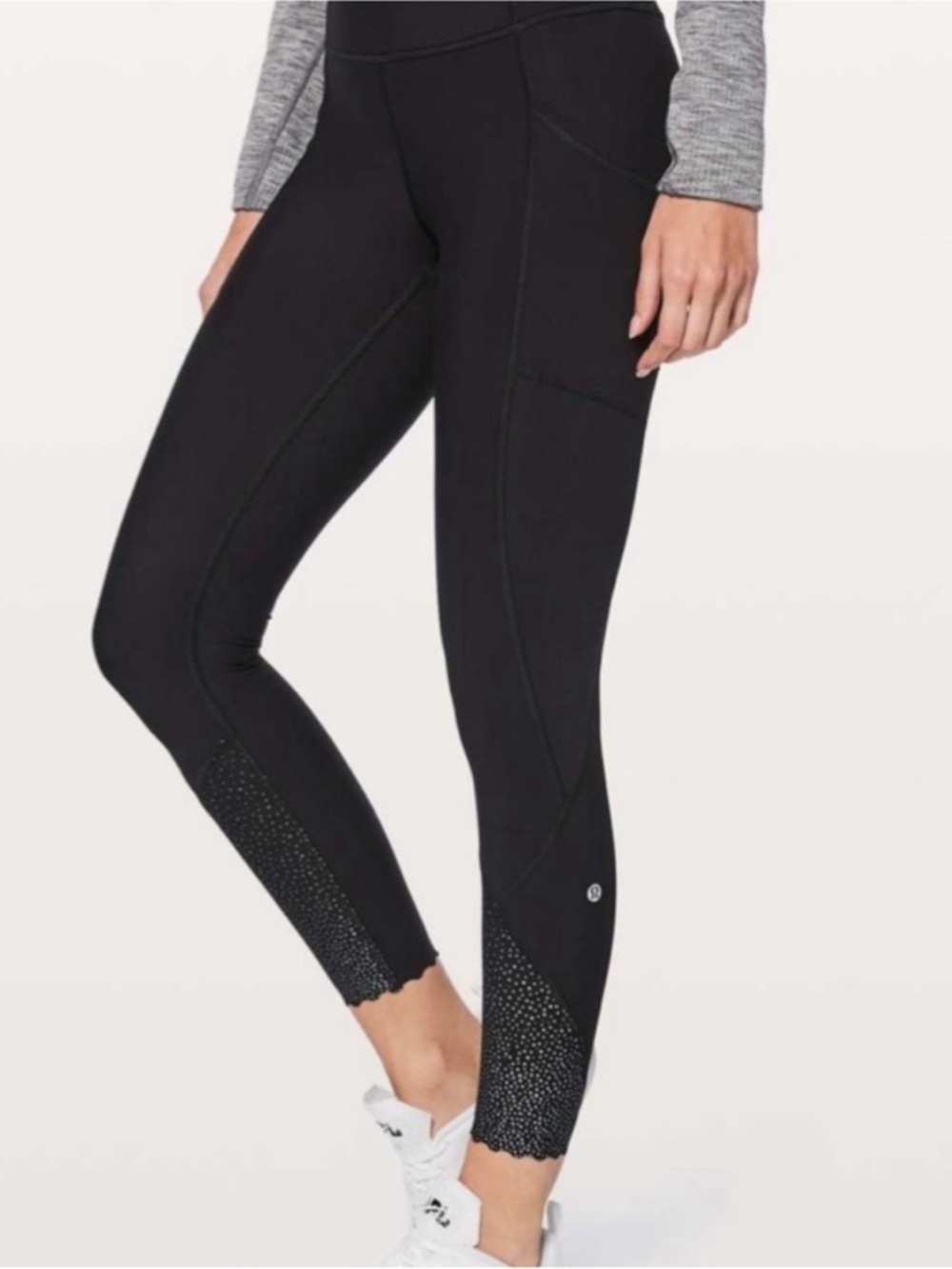 lululemon athletica Black Leggings with Grippy Hem Dot Detail
